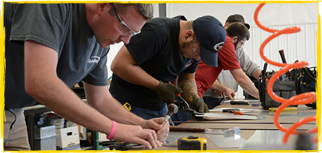 Apprentices working in a training center