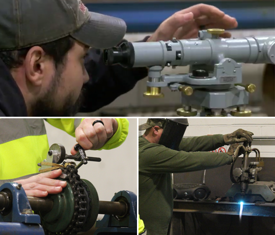 Millwrights working in training center