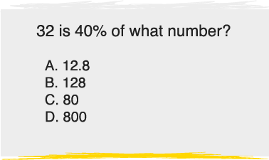 32 is 40% of what number?